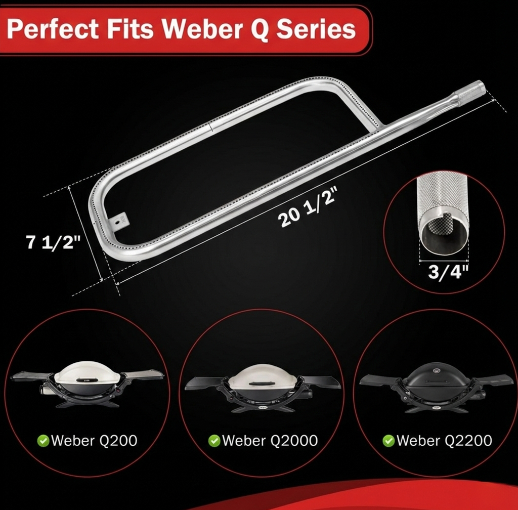 Weber Q2 Series, Q200–Q2200 304 Stainless Steel Burner Tube